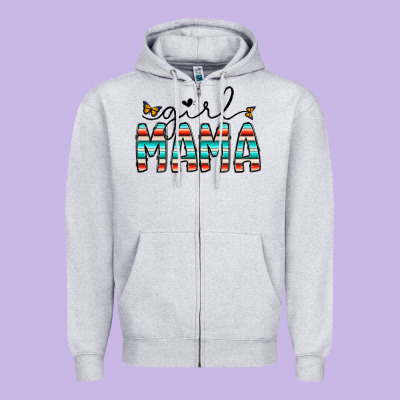 Girl Mama Zipper Hoodie Designed By Cowhidedigitalart