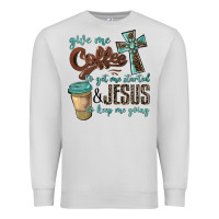 Dove Grey give me coffee to get me started & jesus to keep me going Premium Sweatshirt - BarkalooDesign