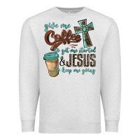 Oatmeal Heather give me coffee to get me started & jesus to keep me going Premium Sweatshirt - BarkalooDesign