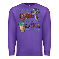 Purple give me coffee to get me started & jesus to keep me going Premium Sweatshirt - BarkalooDesign