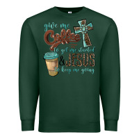 Sports Green give me coffee to get me started & jesus to keep me going Premium Sweatshirt - BarkalooDesign