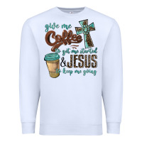 White give me coffee to get me started & jesus to keep me going Premium Sweatshirt - BarkalooDesign