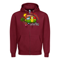 Burgundy summer camping Zipper Hoodie - CowhideDigitalArt