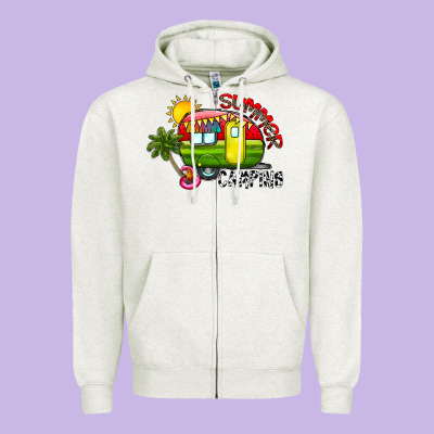Summer Camping Zipper Hoodie Designed By Cowhidedigitalart