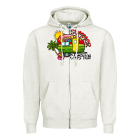 Oatmeal Heather summer camping Zipper Hoodie - CowhideDigitalArt