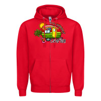 Red summer camping Zipper Hoodie - CowhideDigitalArt