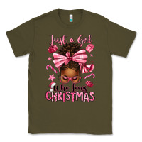Army Green just a girl who loves pink christmas afro messy bu Classic Tee - texasbilliewilder