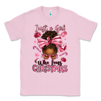 Bubblegum Pink just a girl who loves pink christmas afro messy bu Classic Tee - texasbilliewilder
