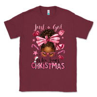 Burgundy just a girl who loves pink christmas afro messy bu Classic Tee - texasbilliewilder