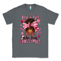 Charcoal Heather just a girl who loves pink christmas afro messy bu Classic Tee - texasbilliewilder