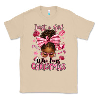 Just A Girl Who Loves Pink Christmas Afro Messy Bu Classic Tee | Teevron