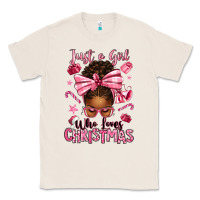 Natural just a girl who loves pink christmas afro messy bu Classic Tee - texasbilliewilder