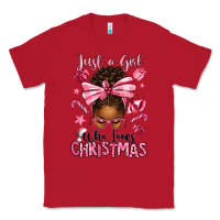 Red just a girl who loves pink christmas afro messy bu Classic Tee - texasbilliewilder