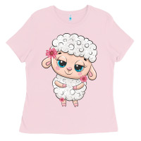 Bubblegum Pink cute sheep Ladies Tee - texasbilliewilder
