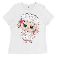 White cute sheep Ladies Tee - texasbilliewilder