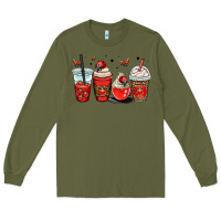 Army Green ladybug coffee cups Long Sleeve Tee - OliviaCreatesArt