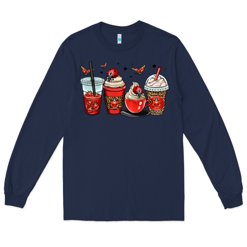 Ladybug Coffee Cups Long Sleeve Tee by OliviaCreatesArt | Teevron