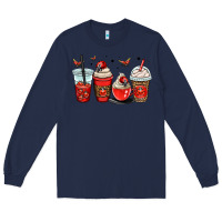 Navy ladybug coffee cups Long Sleeve Tee - OliviaCreatesArt