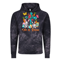 Cloud Black He is risen with Cross Easter Day Vintage Hoodie - HowdyJamesFarm