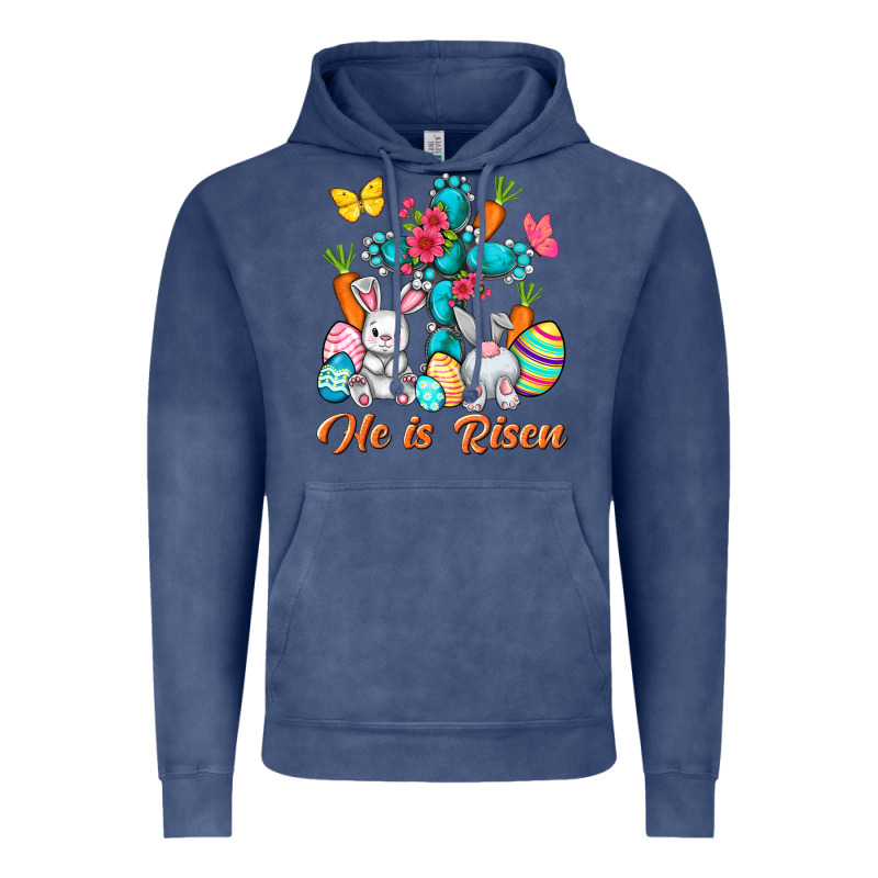 He Is Risen With Cross Easter Day Vintage Hoodie by HowdyJamesFarm | Teevron