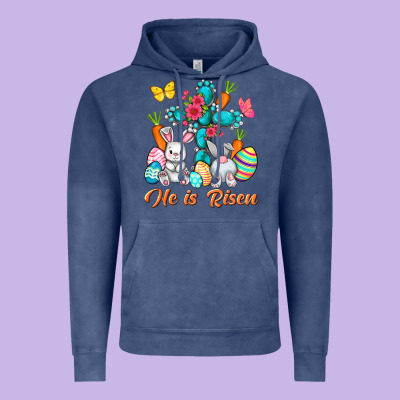He Is Risen With Cross Easter Day Vintage Hoodie Designed By Howdyjamesfarm