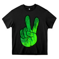 Black Green Peace Sign Heavy Core Tee - Jasminsmagicworld