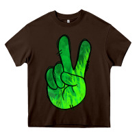 Chocolate Brown Green Peace Sign Heavy Core Tee - Jasminsmagicworld