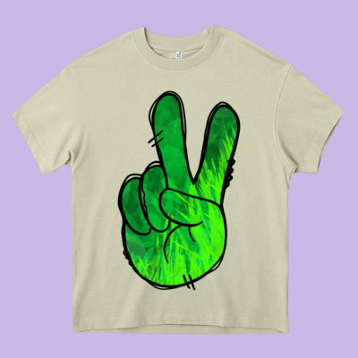 Green Peace Sign Heavy Core Tee Designed By Jasminsmagicworld