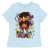 Baby Blue mardi gras mama afro messy bun Ladies Tee - texasbilliewilder