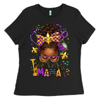 Black mardi gras mama afro messy bun Ladies Tee - texasbilliewilder