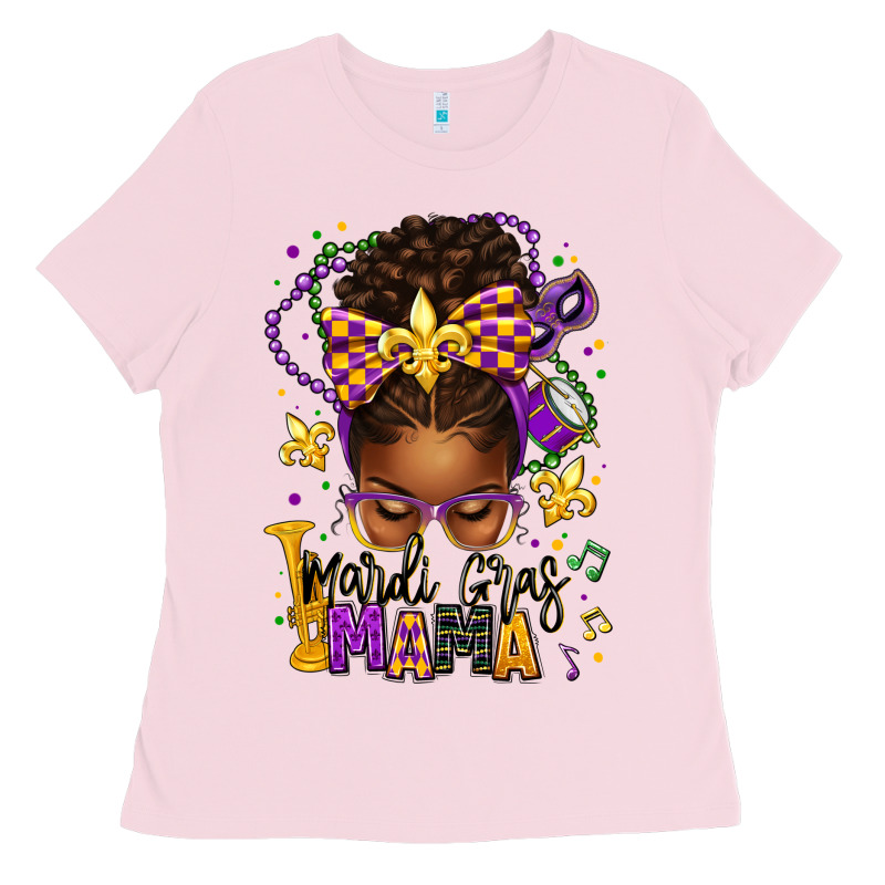 Mardi Gras Mama Afro Messy Bun Ladies Tee by texasbilliewilder | Teevron