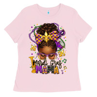 Bubblegum Pink mardi gras mama afro messy bun Ladies Tee - texasbilliewilder