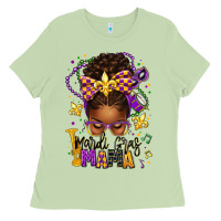 Matcha mardi gras mama afro messy bun Ladies Tee - texasbilliewilder