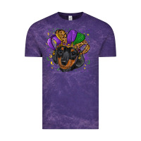 Cloud Purple mardi gras hat dachshund puppy Vintage Tee - RanaPortraitStore