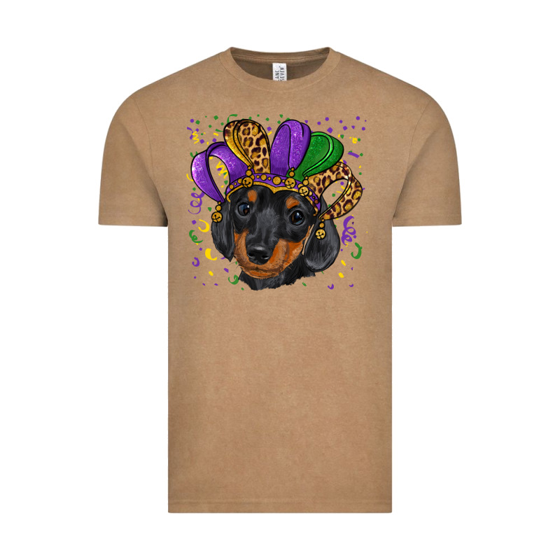 Mardi Gras Hat Dachshund Puppy Vintage Tee by RanaPortraitStore | Teevron