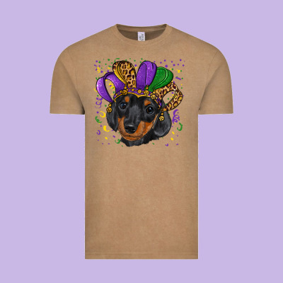 Mardi Gras Hat Dachshund Puppy Vintage Tee Designed By Ranaportraitstore
