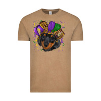 Vintage Coffee mardi gras hat dachshund puppy Vintage Tee - RanaPortraitStore