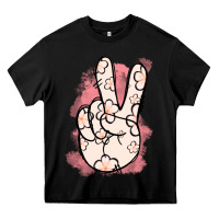 Black Floral Peace Sign Heavy Core Tee - Jasminsmagicworld