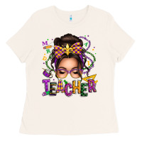 Bone mardi gras teacher caucasian messy bun Ladies Tee - texasbilliewilder