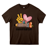 Chocolate Brown peace love kindergarten Heavy Core Tee - JahusDesignShop