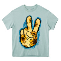 Arona Yellow Glitter Sunflower Peace Sign Heavy Core Tee - Jasminsmagicworld