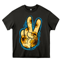 Asphalt Yellow Glitter Sunflower Peace Sign Heavy Core Tee - Jasminsmagicworld