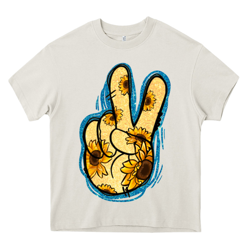 Yellow Glitter Sunflower Peace Sign Heavy Core Tee by Jasminsmagicworld | Teevron