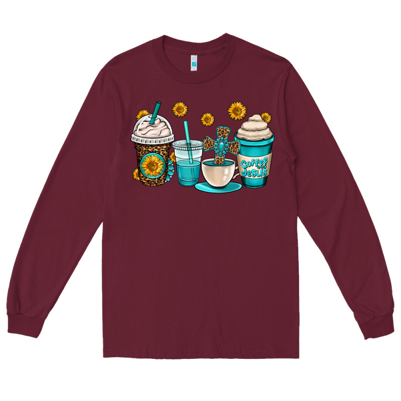 Jesus Coffee Cups Long Sleeve Tee by OliviaCreatesArt | Teevron