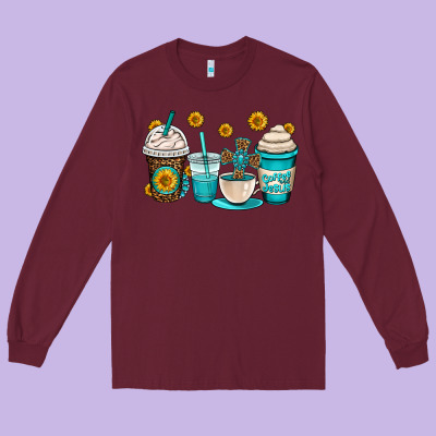 Jesus Coffee Cups Long Sleeve Tee Designed By Oliviacreatesart