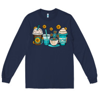 Navy jesus coffee cups Long Sleeve Tee - OliviaCreatesArt