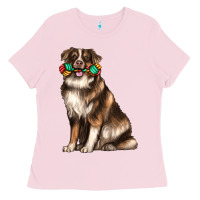 Bubblegum Pink australian shepherd with rope toy Ladies Tee - texasbilliewilder