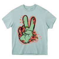 Arona Green Glitter Floral Peace Sign Heavy Core Tee - Jasminsmagicworld