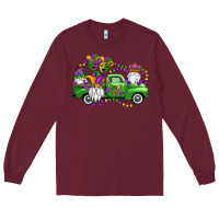Burgundy mardi gras gnomes truck Long Sleeve Tee - OliviaCreatesArt