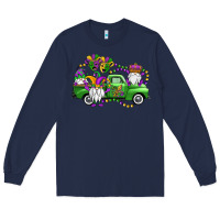 Navy mardi gras gnomes truck Long Sleeve Tee - OliviaCreatesArt